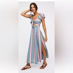 Free people The Getaway Striped Midi Dress medium